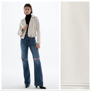 NWT. Zara Cream Faux Leather Jacket. Size S.